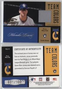 2004 Donruss Classics Team Colors Game-Worn Jersey /100 Paul Molitor #TC-7 HOF