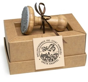 Estampilla de dirección poste de paloma correo de paloma sobre la ciudad personalizada, caja de regalo especial - Imagen 1 de 7