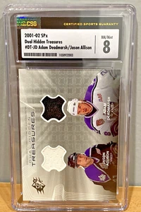Jason Allison / Adam Deadmarsh 2001-02 SPx 2 Color Jersey Card #DT-JD - Graded 8 - Picture 1 of 3