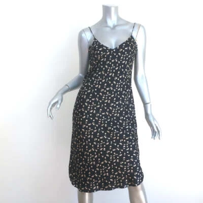 Nili Lotan Short Cami Dress Black Floral Print Silk Satin Size Small - Image 1 of 4
