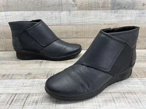 Clarks Cloud Steppers Caddell Rush Wedge Heel Side Zip Ankle Boots Women's 9 M - Picture 1 of 9