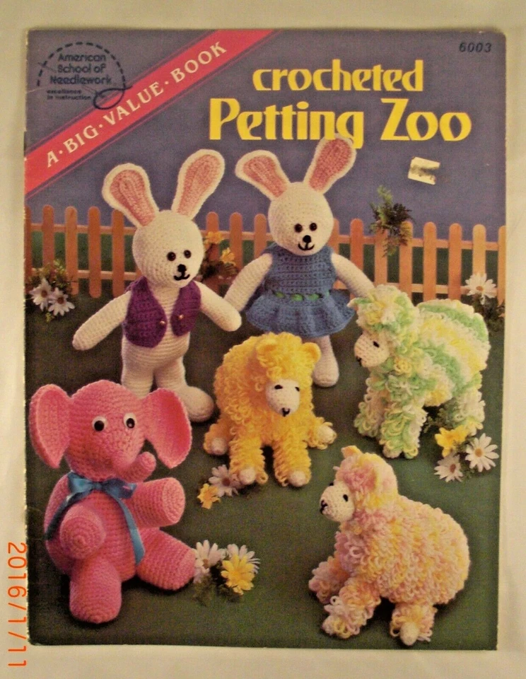 Crocheted Petting Zoo - American School of Needlework 6003 - 3 Crochet Patterns - Image 1 of 1