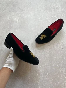 Sulka Vintage Hand Made England Velvet Royal Dress Up Shoes Men's US 9(RARE) - Picture 1 of 21