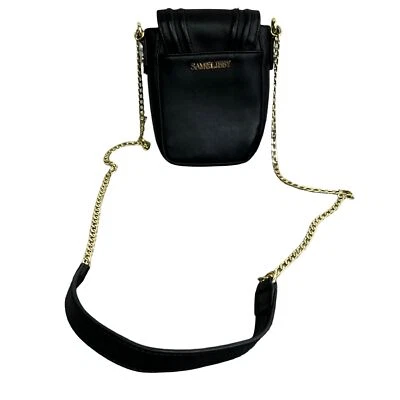 Sam & Libby Crossbody Bag Purse Black Vegan Leather Gold Chain Snap Closure - Image 1 of 4