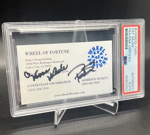 Wheel of Fortune Pat Sajak Vanna White PSA/DNA Autographed Signed Business Card Cover