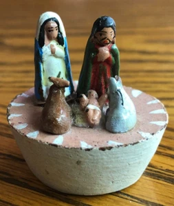 Mayan Folk Art Mini Handmade Clay Nativity Set 1.5 In Collectible - Picture 1 of 4
