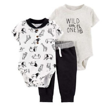 NEW Carter's Baby 3 pc outfit set "wild little one" zoo animal sz 9, 12, or 24M