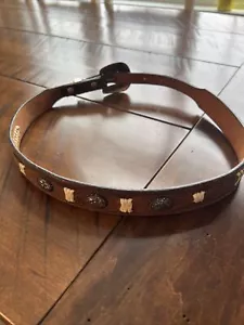 Cintura Western Concho vintage DDD tripla D donna o giovane taglia 30 marrone in pelle - Foto 1 di 6