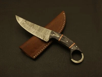Beautiful Custom Hand Forged Damascus Steel Karambit Knife with leather Sheath - Image 1 of 4