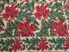 April Cornell For Danica 58X86 Deep Red Flowers Green Leaves Yellow Tablecloth