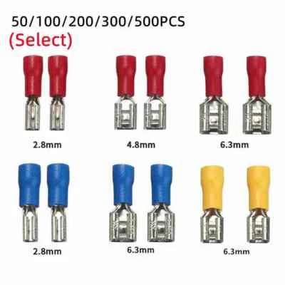 2.8 4.8 6.3mm Pre-Insulated Spade Female Male Terminals Wire Crimp Connectors - Image 1 of 4