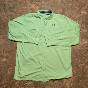 Under Armour Flats Guide ll Fishing Shirt Mens XL Loose Neon Green LS Vented  - Picture 1 of 11