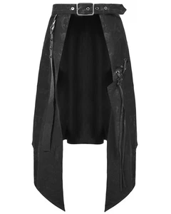 Devil Fashion Mens Apocalyptic Gothic Punk Open Front Lace Up Half-Skirt Kilt - Picture 1 of 13