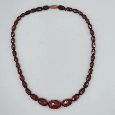 Collar de cuentas graduadas ovaladas facetadas baquelita ámbar cereza translúcido 17" 15,8 g Foto 1 de 4