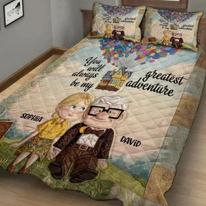 Personalized Pixar Up Carl And Ellie You're My Greatest Adventure Quilt Bed Set - Picture 1 of 5