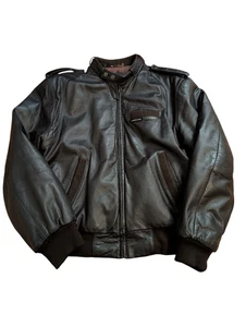 Vintage Members Only Jacket Mens Size Med Brown Leather Quilted Lined Full Zip - Picture 1 of 13