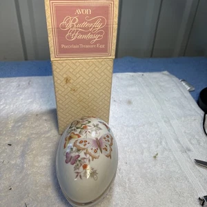 Vintage Avon Ei Schmuckschatulle Schmetterling Kunst feines Porzellan 22k Goldrand Japan - Bild 1 von 5