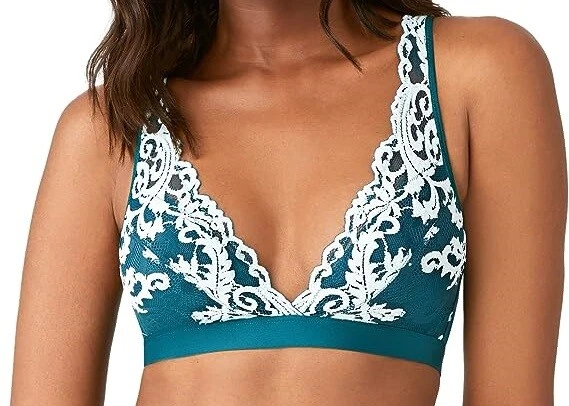 WACOAL INSTANT ICON BRALETTE INALÁMBRICO SIN RELLENO AZUL VERDE AZULADO PROFUNDO/VIDRIO TALLA S XL 2XL Foto 1 de 1