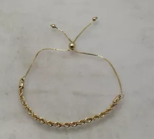Adjustable Twisted Rope Bolo Bracelet REAL 14K Yellow Gold For ALL WRISTS! QVC - Picture 1 of 4