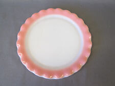 Hazel Atlas Glass PINK CRINOLINE Ripple Pattern 10.5" Round Platter LG Plate