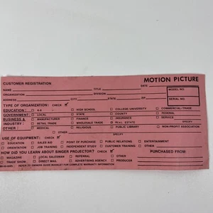 Vintage The Singer Company Customer Registration Ephemera Paperwork - Picture 1 of 3