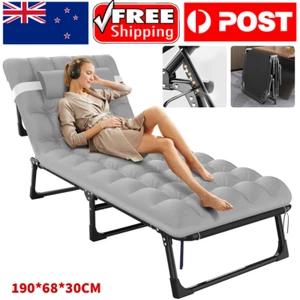 Portable Folding Camping Bed with Mattress, 190x68cm, 200kg Capacity, 4-Position - Picture 1 of 11