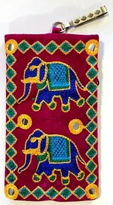 Elephant Crossbody Handbag Handmade Indian Embroidery 7.75"x4.5" Boho Gypsy - Imagen 1 de 8