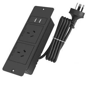 Recessed Power Strip with 2 USB Ports & AU/NZ Outlets, Flush Mount Desk Hub - Picture 1 of 12