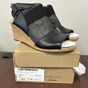 Clarks Womens Lafley Lily Wedge Sandal Black Textile Combination Size US 10 M - Picture 1 of 6
