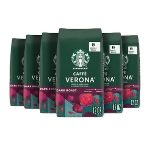 Café en grano entero, café tostado oscuro, café Verona, 100 % arábica, 6 bolsas (12 OZ - Imagen 1 de 7