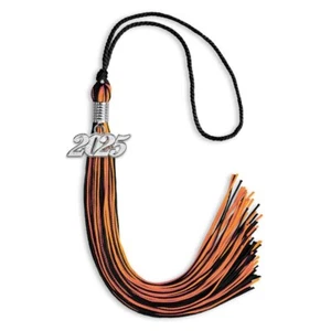 Endea Graduation Black/Orange Mixed Color Tassel With Silver Date Drop - Picture 1 of 21