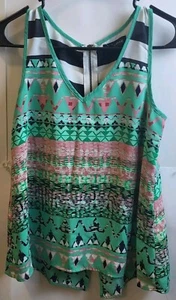 My Michelle Aztec Green Multi Colors Teens Blouse Size XS - Picture 1 of 9