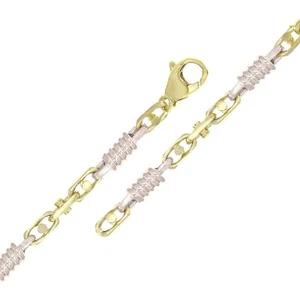 10k Yellow & White Gold Handmade Spring Barrel Link Bracelet 8" 5.3mm 15.5 grams - Picture 1 of 3