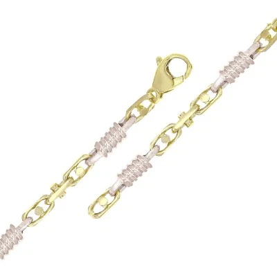 10k Yellow & White Gold Handmade Spring Barrel Link Bracelet 7.5" 5.3mm 14.5gram - Image 1 of 3