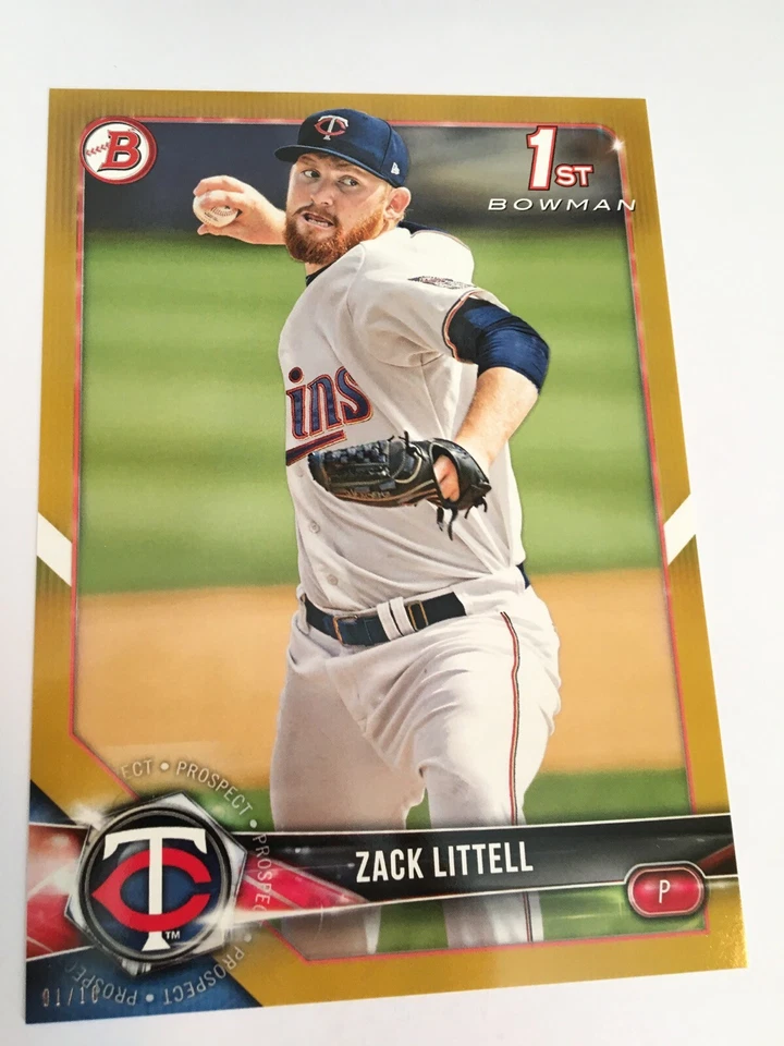 2018 Bowman Paper Prospects Jumbo 5x7 Zack Littell Twins BP101 Gold 03/10 - Image 1 of 1