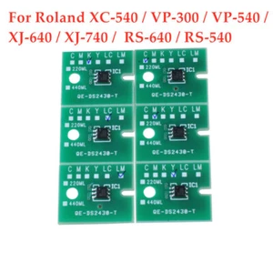 Permanent Roland XC-540 / VP-540 ECO Solvent MAX Chip 6pcs/set C M Y K LC LM - Picture 1 of 8