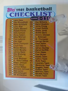 1981-82 Topps Basketball Card #W97 - Checklist 1-110 (96766) - Picture 1 of 2