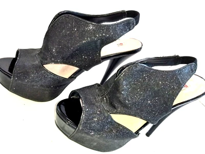 NUEVO Zapatos para mujer Osnazzie brillantes plataforma de aguja punta abierta talla 8 con tacones de 5" Foto 1 de 4