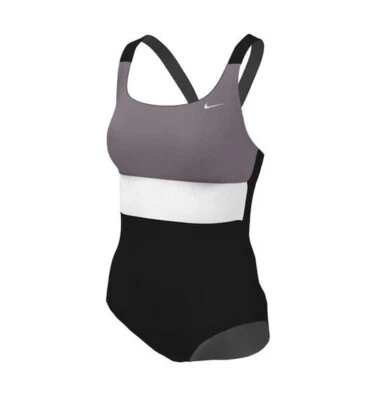 NEW NIKE Woman’s Color-block One-Piece Swimsuit Black Gray sz Small  - Image 1 of 4