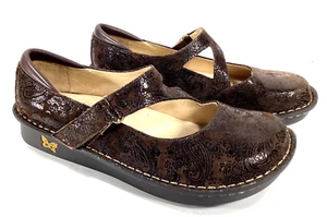 Alegria JIL-562 Brown Paisley Leather Mary Jane Comfort Shoes EU 38 US 8 8.5 - Picture 1 of 11