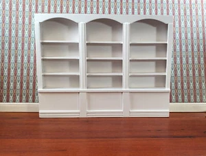 Dollhouse Miniature Bookcase Library Shelf 3 Bay WHITE 1:12 Scale Furniture - Picture 1 of 5