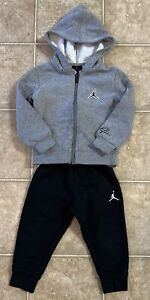 Baby Air Jordan Fleece Suit 2T Grey/Black Full-Zip Hoodie Pants Toddler $60