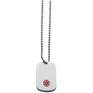 Medical ID Alert Dog Tag Charm Necklace Emergency 26" - Picture 1 of 2