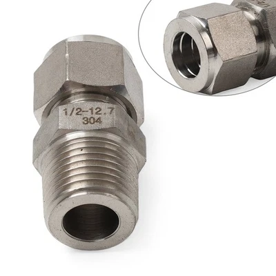 Compression Tube Fitting 1/2 NPT Male x Ф1/2 Tube OD with Double Ferrules - Image 1 of 4
