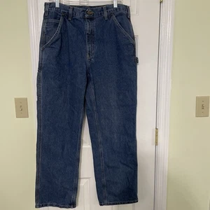 Carhartt Carpenter Jeans Mens Size 34x30 Blue Denim Casual Straight Mid Rise - Picture 1 of 4
