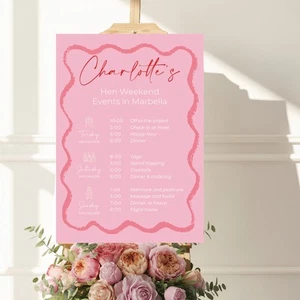 Hen Weekend Itinerary Personalised Welcome Sign - Picture 1 of 4