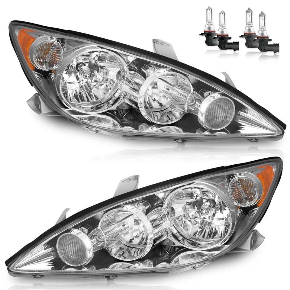 For 2005-2006 Toyota Camry Headlights Assembly Chrome Headlamps W/Bulbs L+R Pair Foto 1 de 4