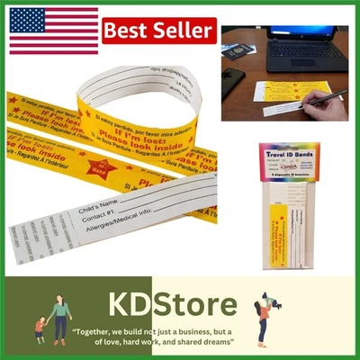 Pacote com 6 pulseiras de identificação de segurança infantil à prova d'água UNICEF reutilizáveis emergência infantil B... - Imagem 1 de 4