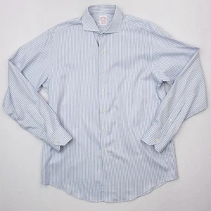 Brooks Brothers Shirt Mens 15.5 Blue Striped Madison Non-Iron Supima Cotton - Picture 1 of 12