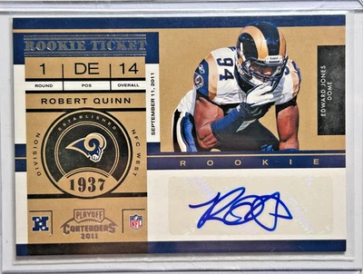 Boleto de novato Robert Quinn AUTO~RC Contenders 2011 autógrafo firma SP Rams Foto 1 de 2